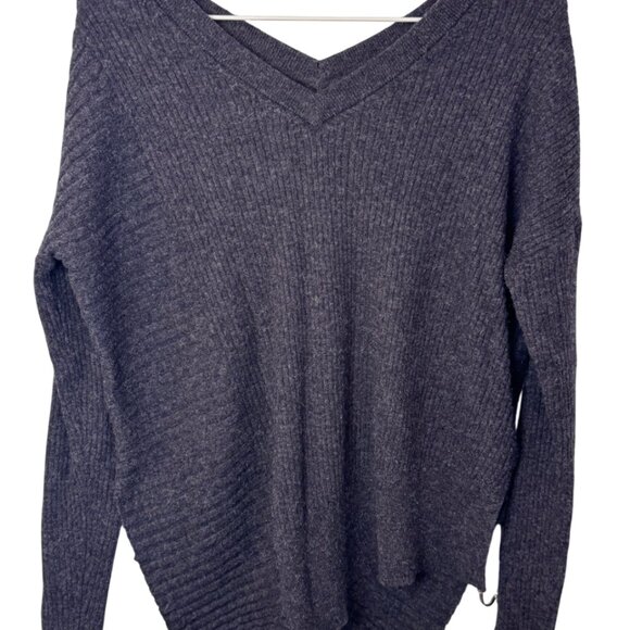 All Saints dark grey asymmetrical V neck oversized sweater size XS - Picture 3 of 5